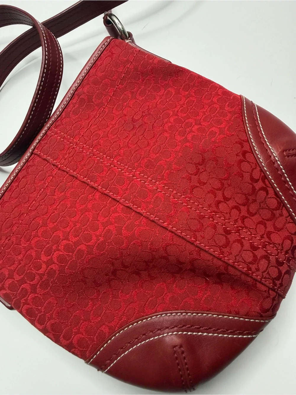 vintage Y2K Coach Soho Cherry Red Signature Canvas and Leather crossbody bag